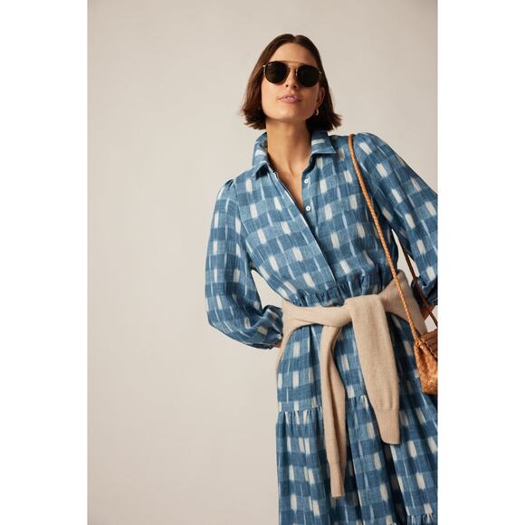 POMANDER PLACE Blue Ikat Mabel Maxi Dress Size M NWT Retail $158 Tuckernuck - Picture 9 of 10